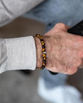 Preview: Armband mit 6 mm Tigerauge-Stein - Tiger Eye 6mm